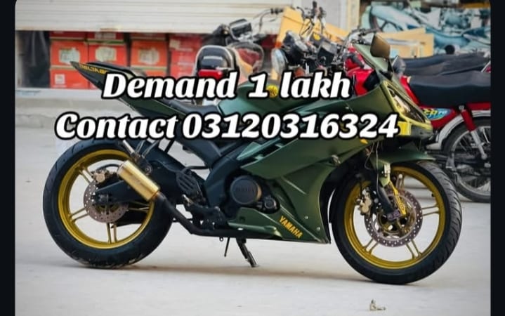 Yamaha R15 V3 Replica Modified 125cc For Sale | Army Green Color | Gold Alloy Rims | Demand 1 Lakh — 1 / 1