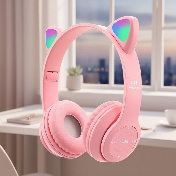 Cat Ear Wireless Bluetooth Headphones – RGB LED Light – Brand New P47M — 1 / 1
