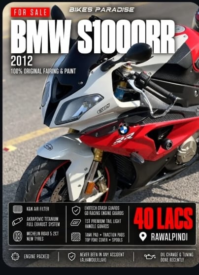 40 lacs BMW S1000RR 2012* hai, Rawalpindi me for sale hai. — 1 / 1